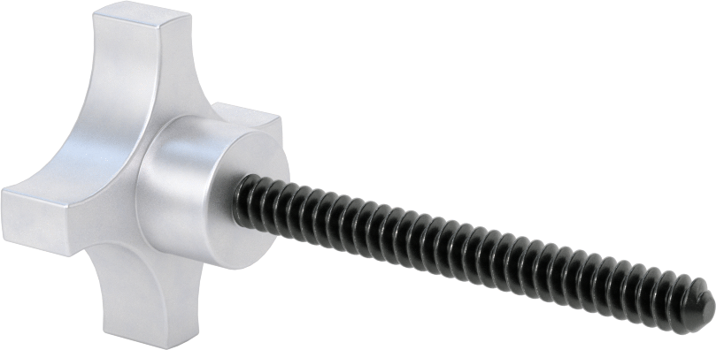 Alüminyum dört kollu topuz, 5/16"-18 Dişli 3" Uzunlukta Saplama, 1/2" Baş Yüksekliği