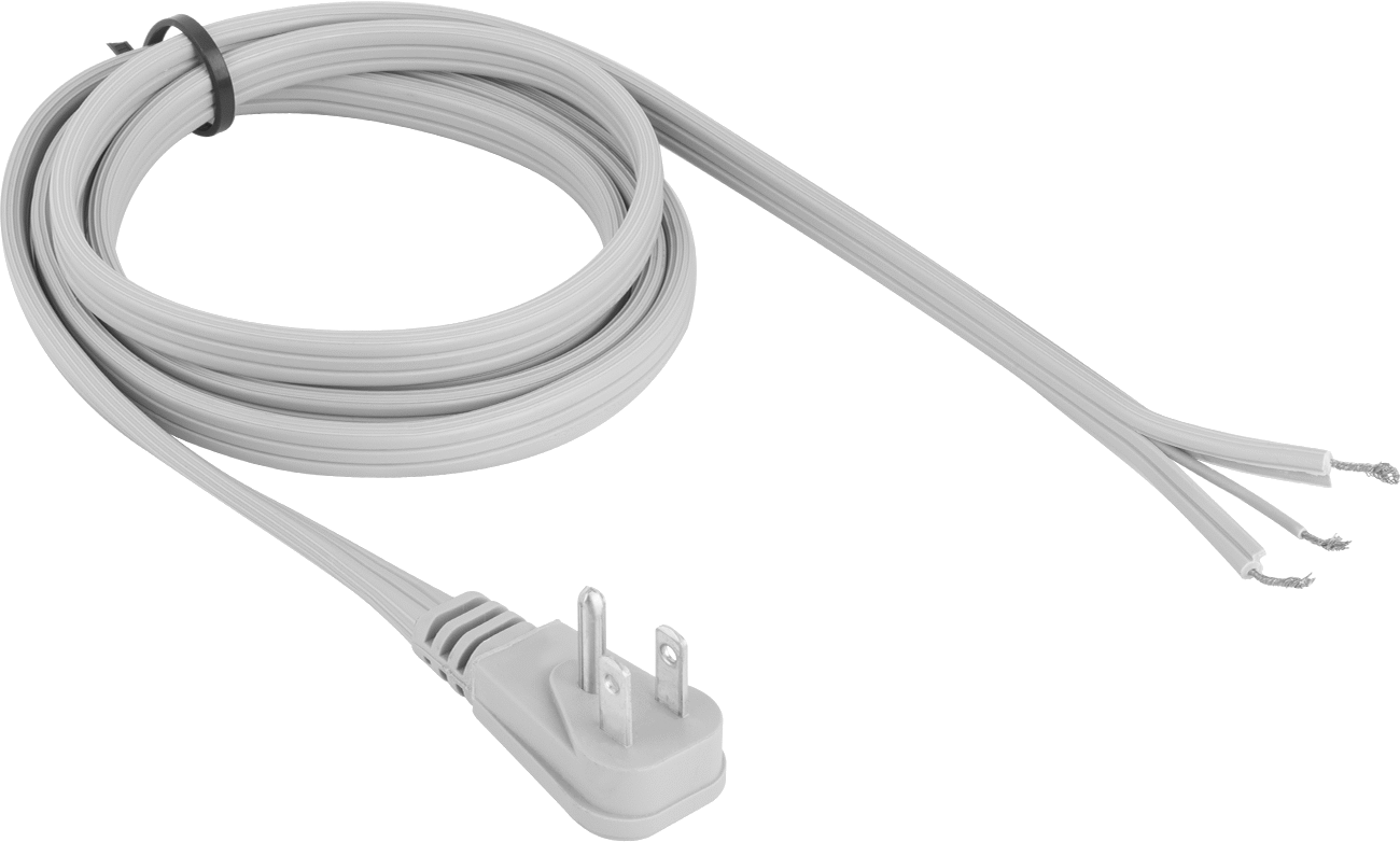 Hafif Hizmet Tipi Güç Kablosu, 90 Derece Dirsek NEMA 5-15 Fiş, 16 AWG, 6' Uzunluk, SPT-3 — Tapa, 6 ft., 13 amp