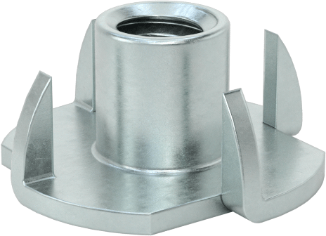 Çelik T Somun Ekleri, Çinko Kaplamalı, 1/4"-20, 0.36" Takılı Uzunluk, 3/4" Flanş Çapı