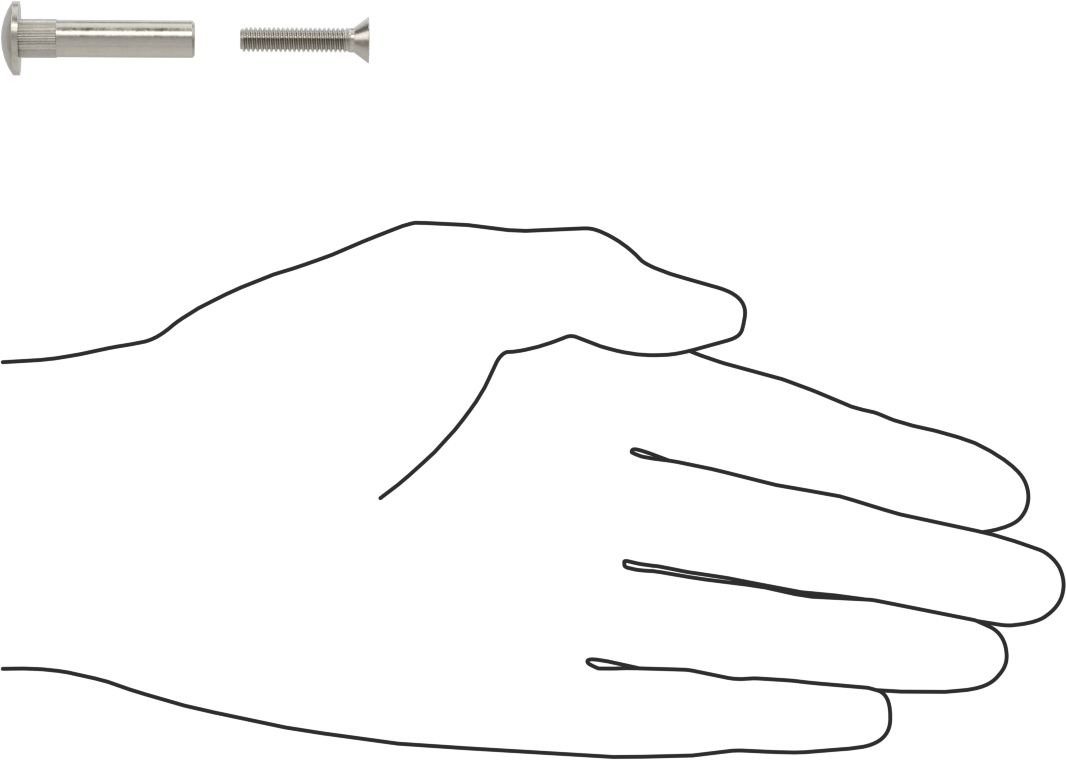18-8 Paslanmaz Çelik Bağlama Silindiri ve Vida, Kapı Donanımı için, 8-32 Diş Boyutu, 1-3/8" Kalınlık için