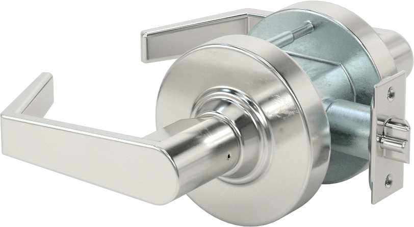 Schlage Alx Kapı Kolu, C Yiv, Kendinden Kilitlenen, 2-3/8" Boğaz Mesafesi, Krom