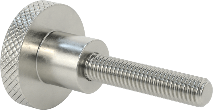 303 Paslanmaz Çelik Tırtıllı Düğme, 3/8"-16 Dişli 1-3/4" Uzunlukta Saplamalı, 1-1/2" Başlık Çapı
