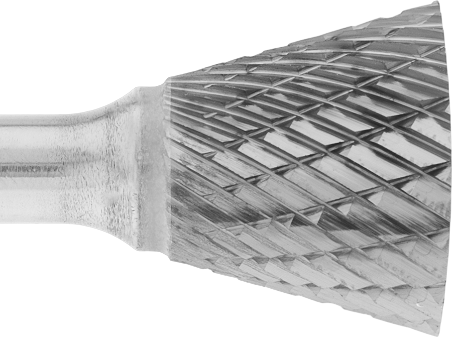 1/4" Çaplı Şaftlı Karbür Freze Ucu, Ters Konik, Anma Numarası, SN-1, Çift Kesimli Diş