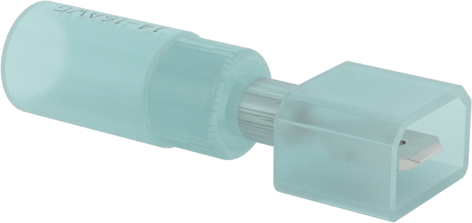 Tamamen Yalıtımlı Isıyla Daralan Faston Terminaller, Erkek, 16-14 AWG için, 0.187" x 0.020" Tırnak, Mavi