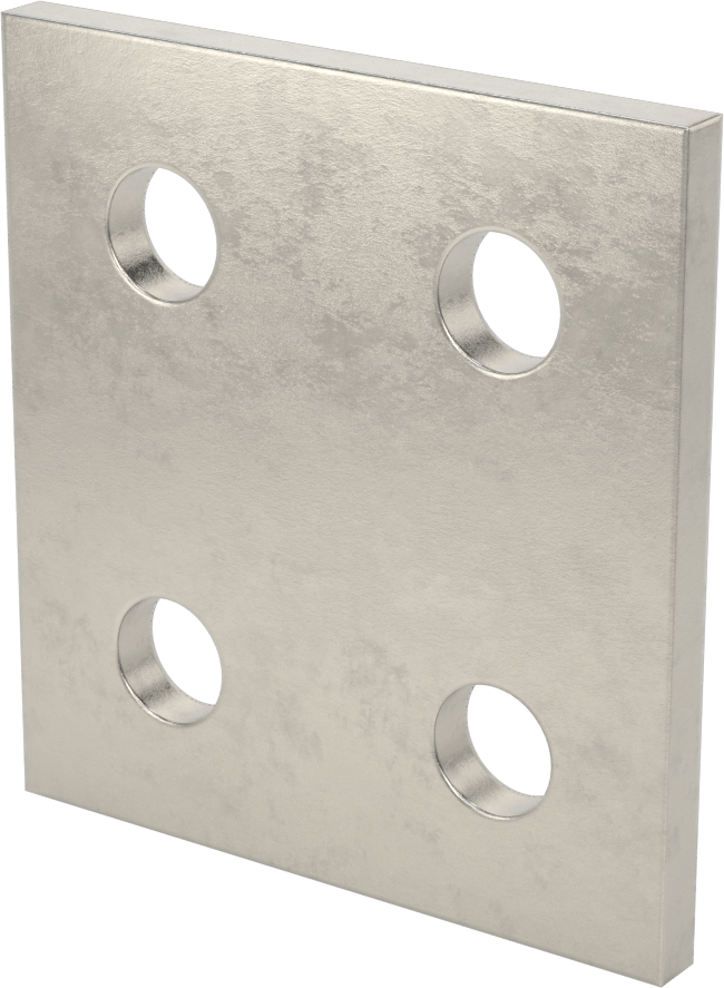 Strut Kanalı Braketi, Kare, 316 Paslanmaz Çelik, 3-1/2" Uzunluk — Yüzey, Kare, 316 Stainless Steel, Stainless Steel