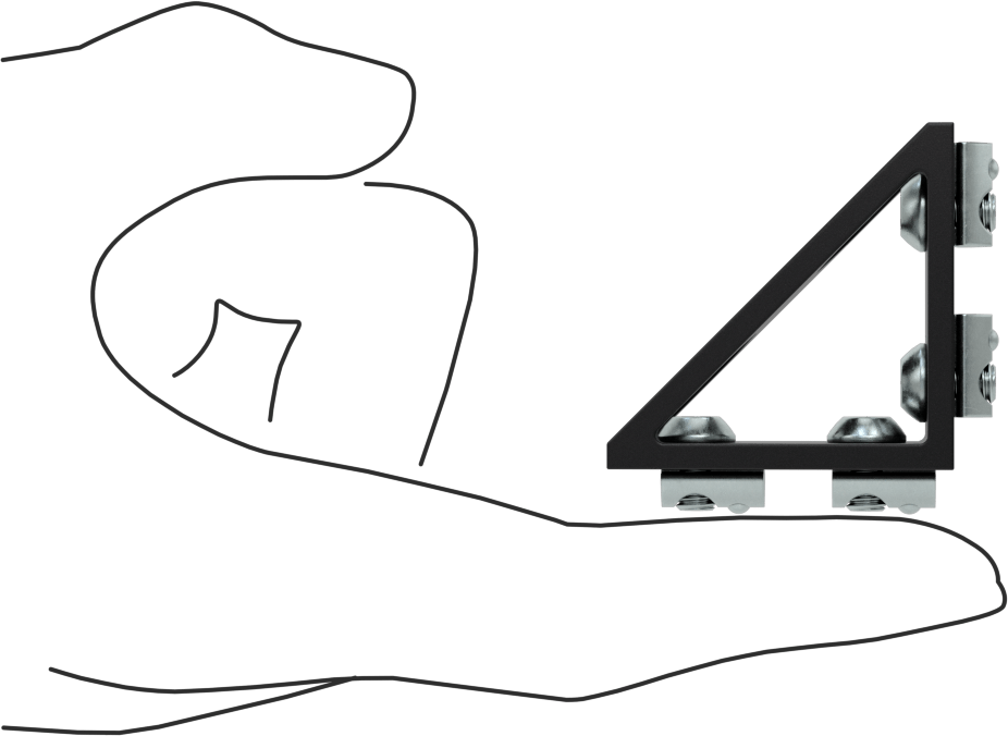 T-Yivli Çerçeve Yapısal Braket, 20 mm Ray için Açık Köşebent Braketi, 1-37/64" Uzunluk, Siyah