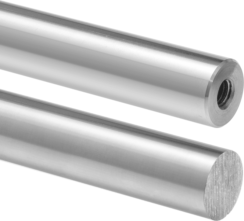 Dişli Doğrusal Hareket Mili, Dişli x Düz Uç, 52100 Çelik, 6 mm Çap, 50 mm Uzunluk