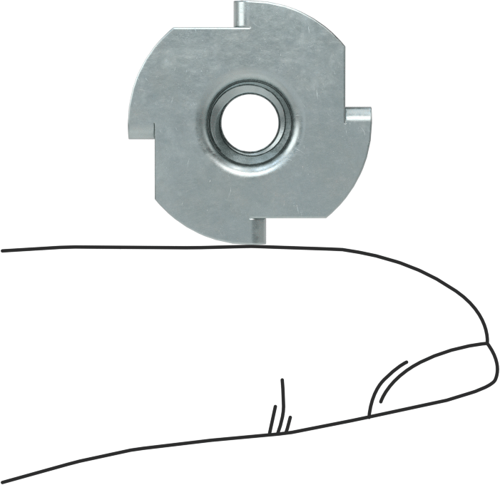 Çelik T Somun Ekleri, Çinko Kaplamalı, 1/4"-20, 0.36" Takılı Uzunluk, 3/4" Flanş Çapı