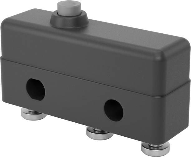 Hafif Dokunmalı Mikro Ani Hareketli Anahtar, Pistonlu Aktüatör, Tırnaklı Terminalleri, 1A@125V AC/30V DC — Piston, 3, Çıkıntı