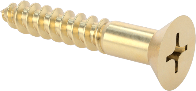Ahşap için Pirinç Phillips Havşa Başlı Vidalar, 14 Numaralı Boyut, 1-1/2" Uzunluk