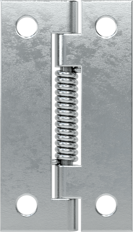 Yaylı Menteşe, Delikli, Kendinden Kapanan, Çinko Kaplamalı, 2-3/16" x 5/8" Yaprak