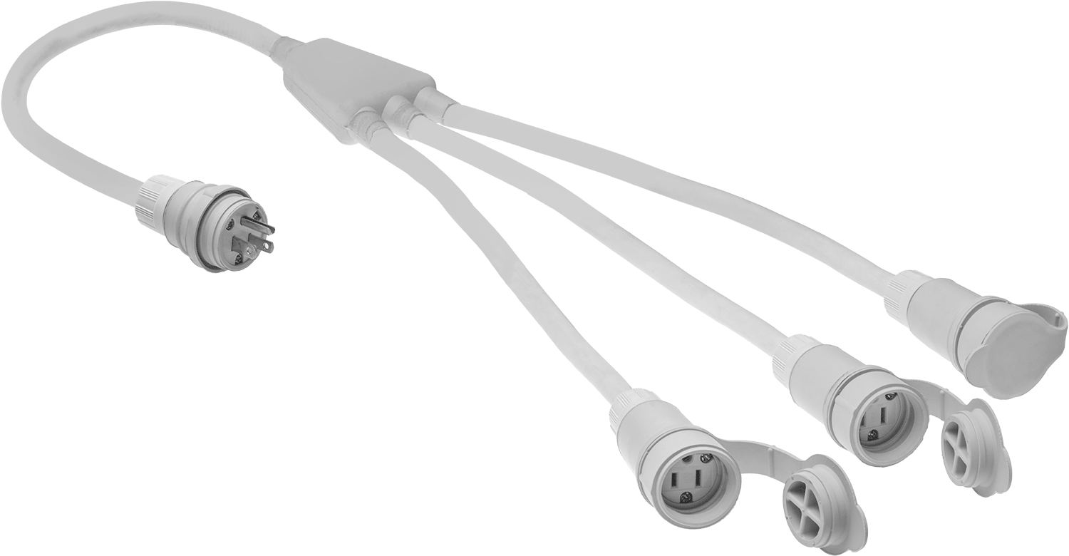 Yıkamaya Uygun NEMA 5-15 Watt-Splice Güç Kablosu Düz Uçlu Konektör — Aşındırıcı, Tozlu, Yağlı, Dış Mekan, Dalgıç, Yıkama, Islak, 3 ft., 12