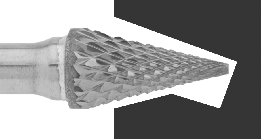 1/4" Çaplı Şaftlı Elmas Dişli Karbür Frez, Konik Uçlu, 1/4" Baş Çapı