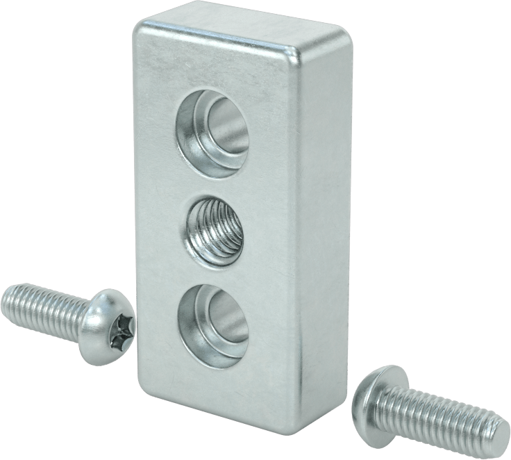 T-Yivli Çerçeve, 2" Yüksekliğinde Çift Ray için Uç Kapağı Montaj Plakası, 3/8"-16 Diş