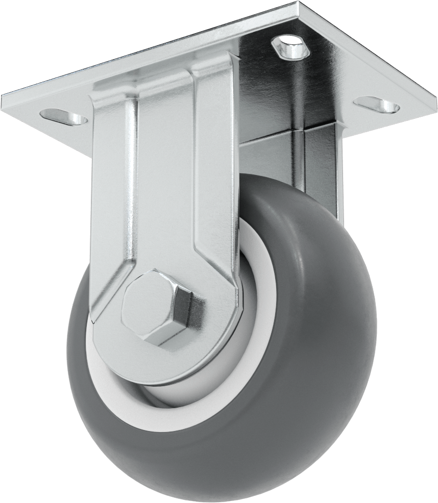6-5/8" x 4-3/4" Plakalı Kolay Dönen Tekerlek, Yüksek Kapasiteli, 6 inç Çapında Gri Poliüretan Tekerlekli Sert — 6", Levha, 950 lb.
