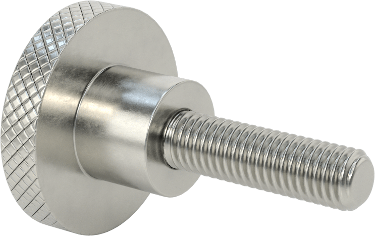 303 Paslanmaz Çelik Tırtıllı Düğme, 1/2"-13 Dişli 1-3/4" Uzunlukta Saplamalı, 2" Baş Çapı