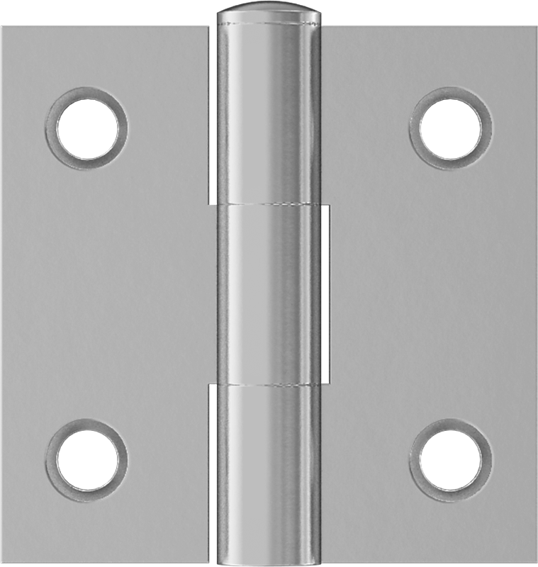 Delikli Gömme Montaj Menteşesi, Çıkarılabilir Pim, Çinko Kaplı Çelik, 1" x 1/2" Yapraklar
