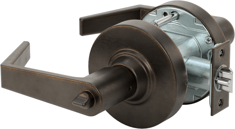 Schlage Alx Kapı Kolu, Anahtar/Düğme Kilitli, Ana Anahtarlı, 2-3/8" Boğaz Mesafesi, Bronz