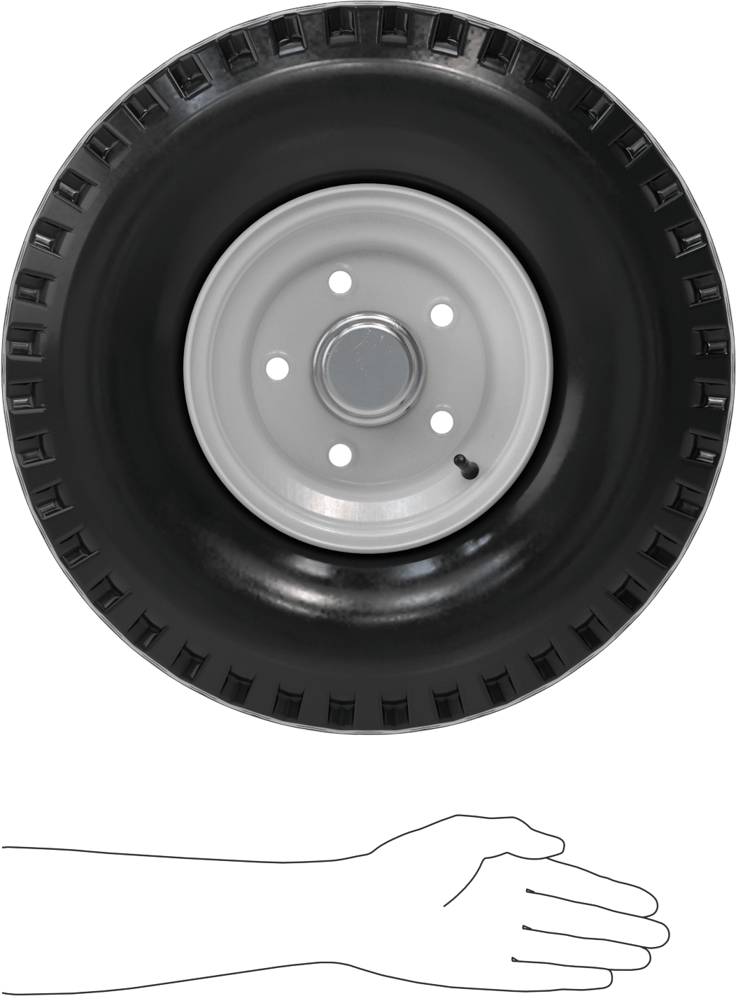 Otoyol Kullanımı için Çelik Göbekli Pnömatik Römork Tekerleği, 18-1/8" Çap x 5-13/16" Genişlik, 1075 lb. @ 100 PSI Tekerlek Başına
