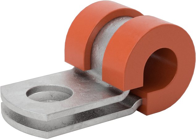 Titreşim Sönümleyici Halka Kelepçe, Galvanizli Çelik, Silikon Yastık, 1/4" İç Çap, 1-3/16" Uzunluk
