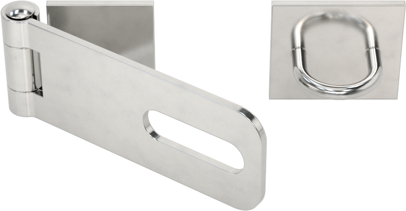2.5" x 1" x 1/16" Kollu 304 Paslanmaz Çelik Asma Kilitli Mandal — Kaynaklı, 2 1⁄2", 304 Stainless Steel, Stainless Steel
