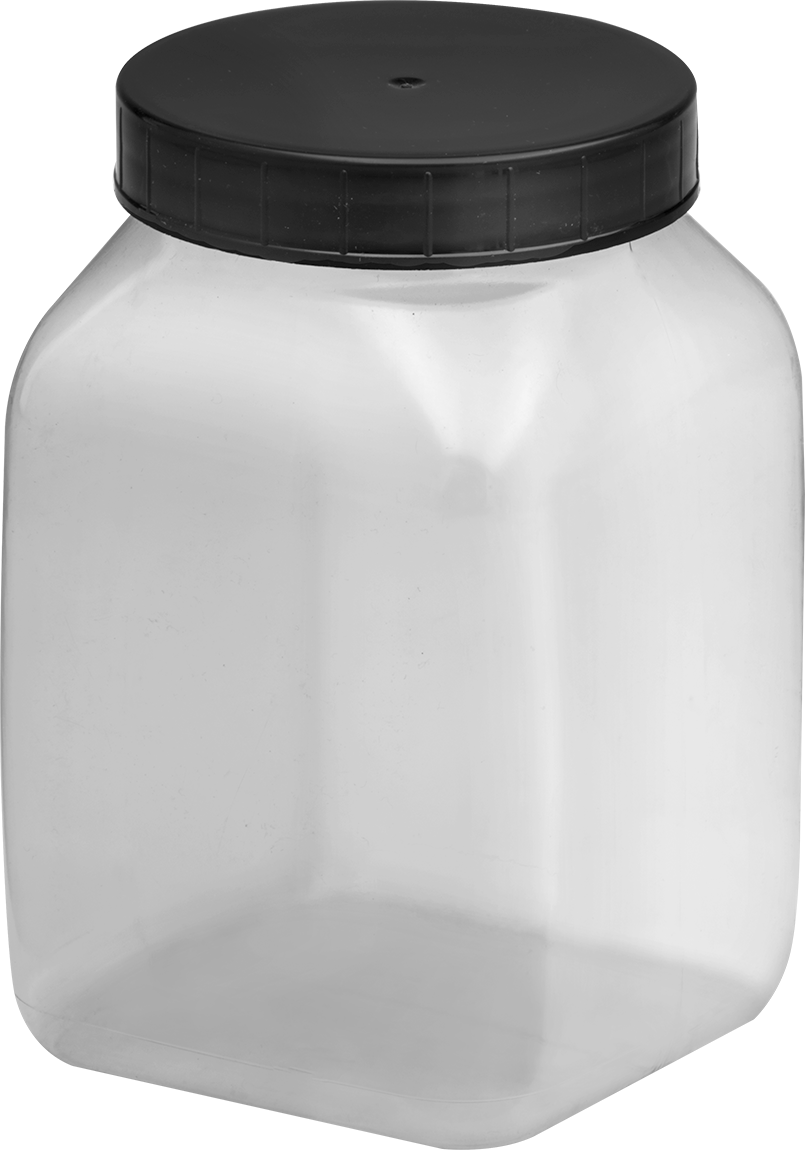 Şeffaf PVC Plastik Kavanoz, 33.8 FL oz/1000 ml Kapasite — 33.8 fl. oz., 1,000 ml, 5 3⁄4", Paper, Phenolic, Plastic, PVC