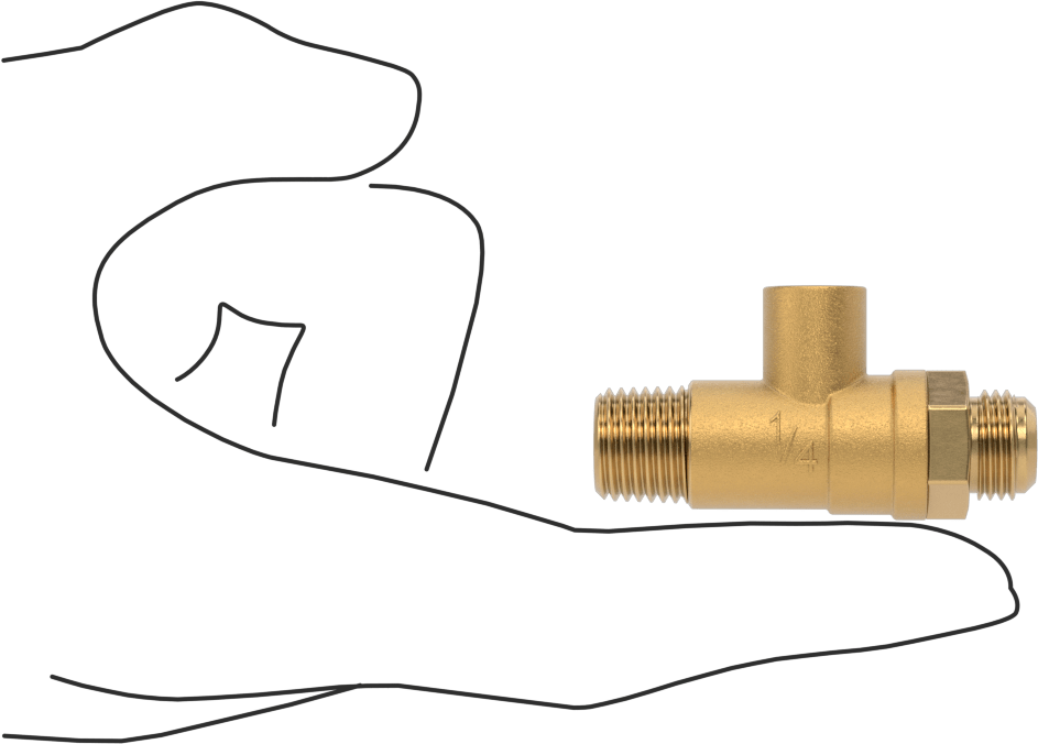 Krom Kaplı Pirinç Kompakt Dişli Açma/Kapama Vanası, Tornavida Sapı, 1/4 NPT Erkek x 7/16"-20 UNF Erkek