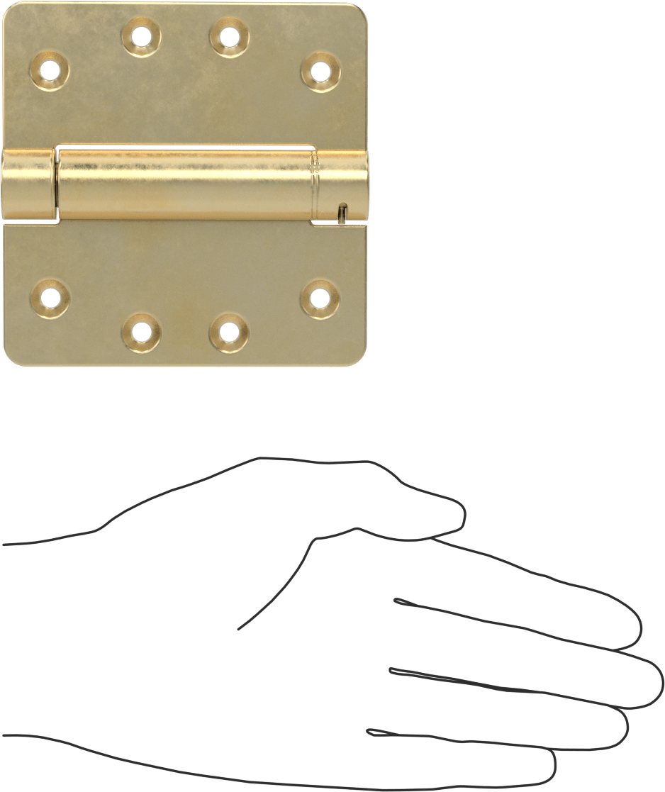 Gömme Montajlı Giriş Kapısı Yaylı Menteşe, Kare, Pirinç Kaplamalı Çelik, 1.75" Kalınlık için, 4" x 2" Kanatlar