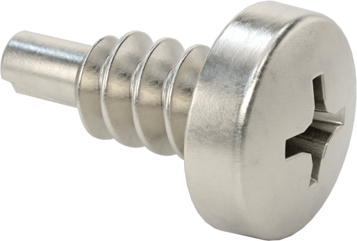Metal için Phillips Yuvarlak Başlı Delme Vidaları, Yüksek Mukavemetli 410 Paslanmaz Çelik, 10 Numaralı Boyut, 1/2" Uzunluk