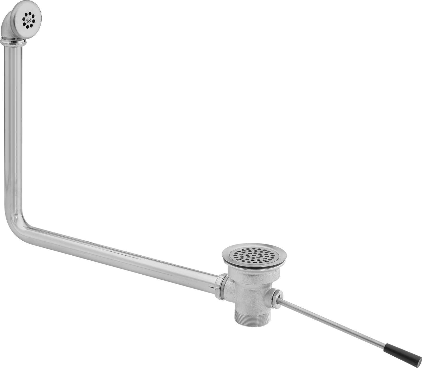 Kolu Kontrollü Lavabo Tahliye Valfi, Taşma Çıkış Borulu, 3" Açıklık için, 2 NPS Erkek — 3", 4", Paslanmaz Çelik