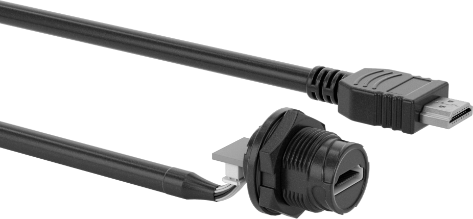 Islak Ortam HDMI Konektörü, Vidalı Soket x Fişli 3 Fit Uzunluğunda Kablo