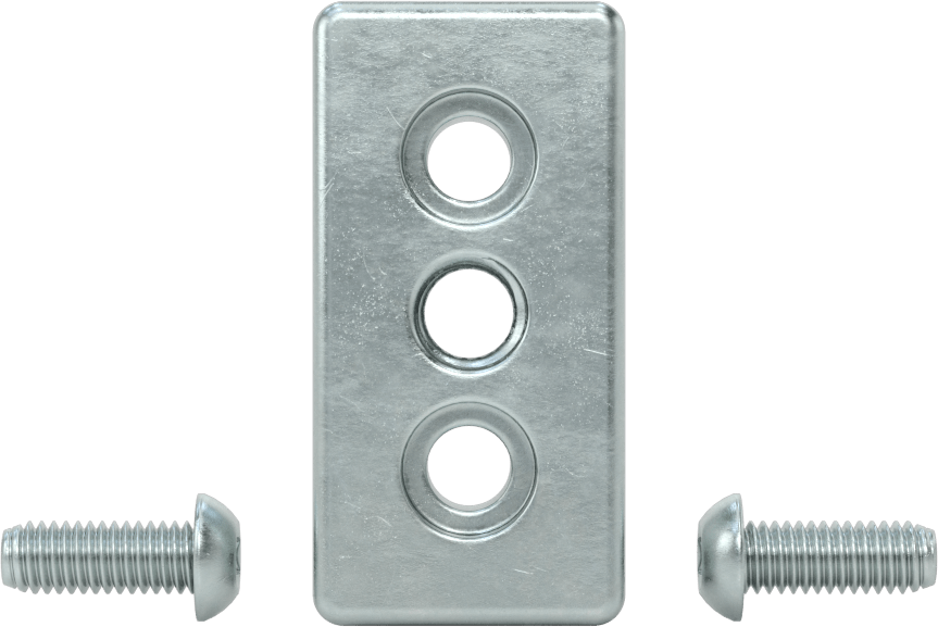 T-Yivli Çerçeve, 2" Yüksekliğinde Çift Ray için Uç Kapağı Montaj Plakası, 3/8"-16 Diş
