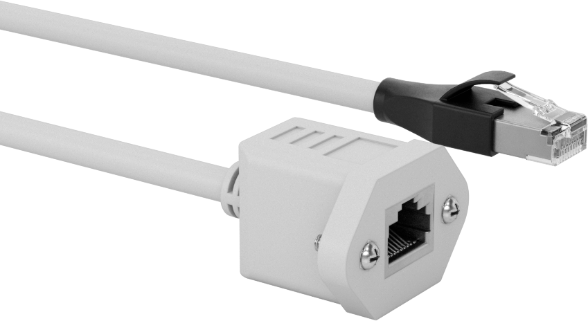 Panele Monte Ethernet Kablosu, Ekranlı RJ45 Fiş ve Priz, Kategori 6, 3 Fit Uzunluk