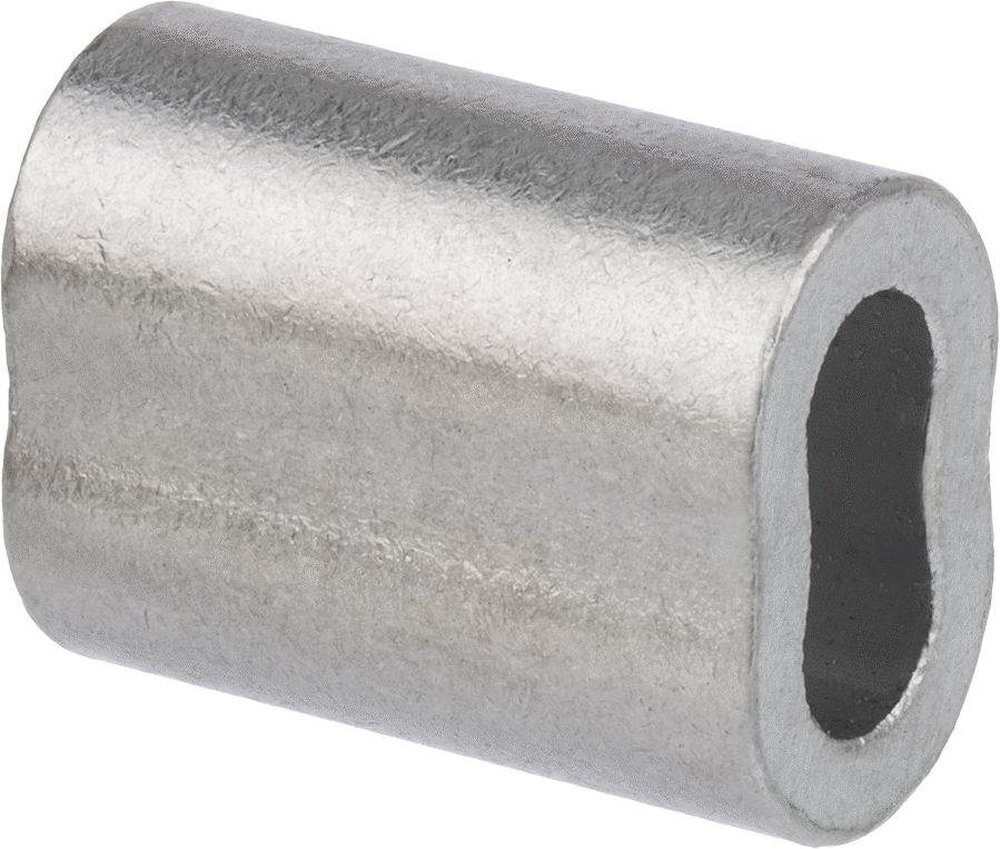 Halat Sıkıştırma Manşonu, 3/8" Halat Çapı için - Kaldırma için Değil — Sıkıştırma Manşonu, Alüminyum, 1 9⁄16"