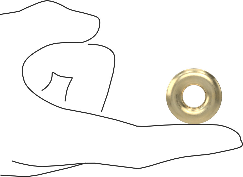 Dişli Kilitli Pullu Pirinç Kumaş Grometleri, Anma Ölçüsü 3, 0.219" maksimum malzeme kalınlığı için