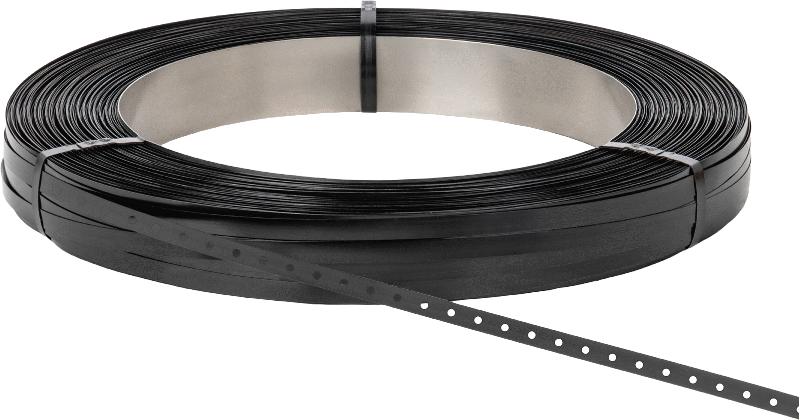 Boyalı Düşük Karbonlu Çelik Çember, Delikli, Standart Bobin, 3/4" Genişlik x 0.020" Kalınlık, 1960 fit uzunluk — 3⁄4", Low-Carbon Steel,…