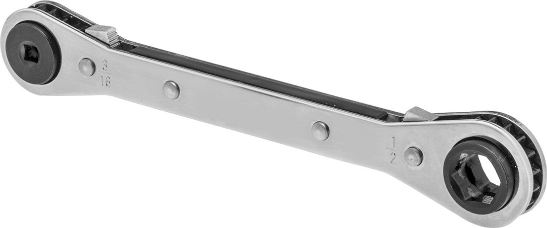 İki Başlı Cırcırlı Kutu Anahtarı, 4 ve 6 Noktalı Açıklıklar, 3/16" ve 1/4" x 1/2" ve 9/16" Boyut — Bireysel, 7", 2