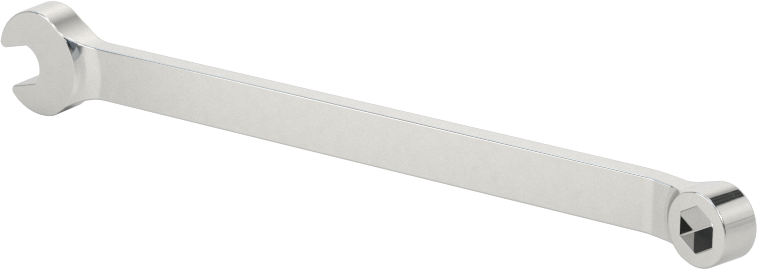 Parlatılmış Krom Kaplama Kombinasyon Anahtarı, 6 Noktalı Açıklıklı, Kısa, 1/8" Boyut, 2-11/16" Toplam Uzunluk