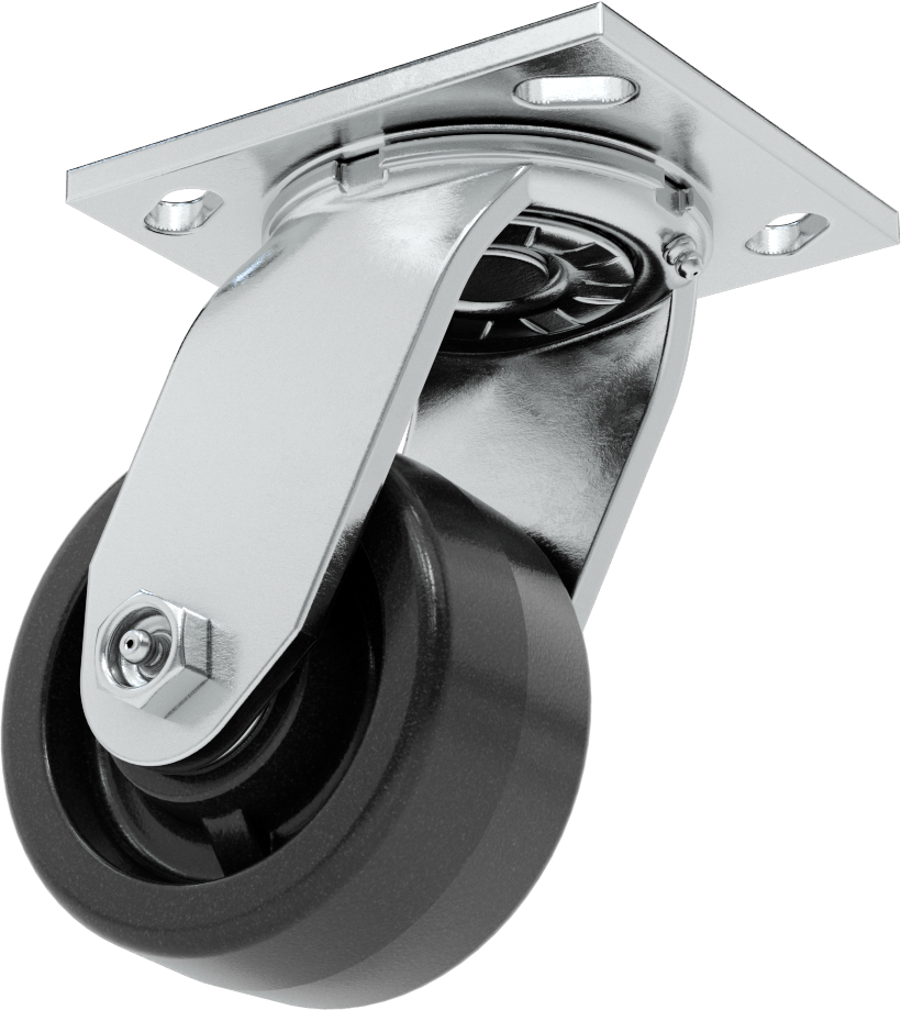4-1/2" x 4" Plakalı Yüksek Kapasiteli Spartan Tekerlek, 4" Çapında Açık Rulmanlı Fenolik Tekerlekli Döner Tekerlek — 4", Levha, Döner