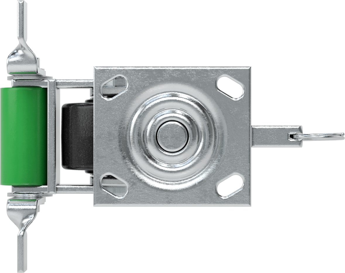 4-1/2" x 4" Plakalı Yüksek Kapasiteli Spartan Tekerlek, Kilitli Döner Ayak, 3-1/4" Çap Açık Rulmanlı Fenolik Tekerlek