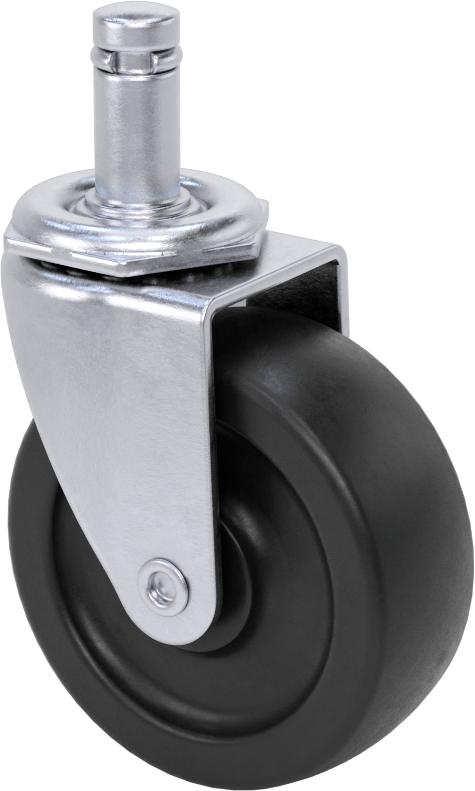 Tutuş Halkalı Sürtünmeli Tutuşlu Saplı Tekerlek, 2-1/2" Çap x 15/16" Genişlikte 80D Kauçuk Tekerlekli Döner Ayak