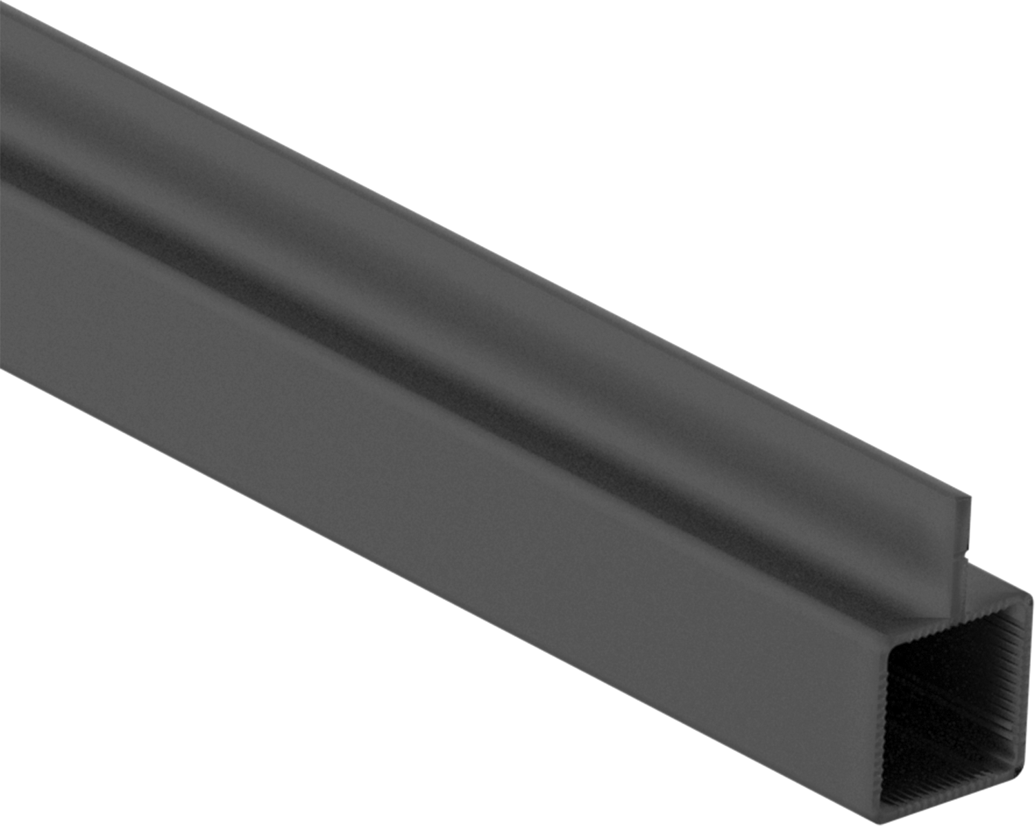 Presle Takılan Çerçeve ve Bağlantı Parçası, Toz Boyalı Standart Tek Flanşlı Ray, 1" x 1" — Ray, Siyah Toz Kaplamalı Alüminyum, 1"
