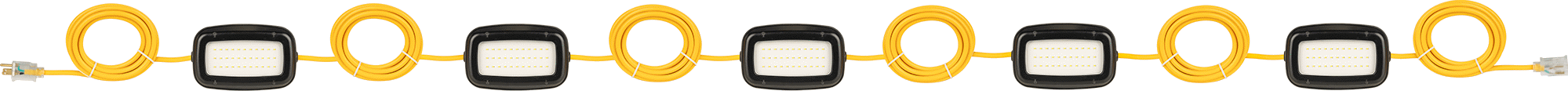 Islak Ortam Takılabilir Taşınabilir Dize Işık, Dahili LED Ampullu, 50 Fit Toplam Uzunluk, 4-1/2" Genişlikte Başlık