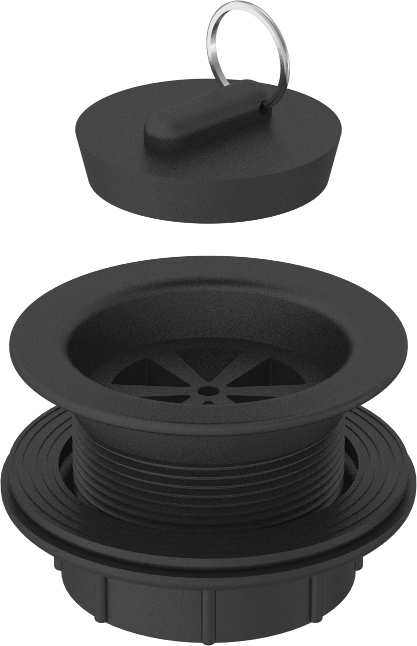 Kimyasal Dayanıklı Siyah Polipropilen Lavabo Tahliye, 2-1/4" Yükseklik — 2, Plastic, Polypropylene, 1 7⁄8" to 3"