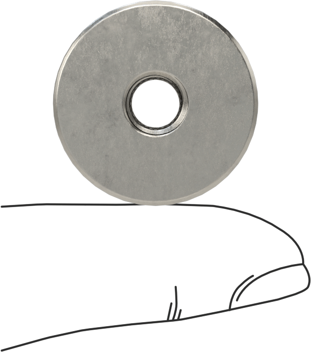 303 Paslanmaz Çelik Tırtıllı Düğme, M8 x 1.25 mm Dişli Delikli, 25 mm Baş Çapı