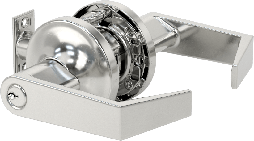 Assa Abloy (Yale) 5400Ln Yoğun Trafik Kapı Kolu, 8 Para Yiv, Anahtar ve Düğme Kilitli, 2-3/4" Boğaz Mesafesi