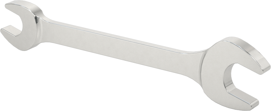 Krom Kaplı Çift Açık Uçlu Anahtar, Yuvarlak Açıklıklı, 5/16" x 13/32" Boyut, 4" Toplam Uzunluk
