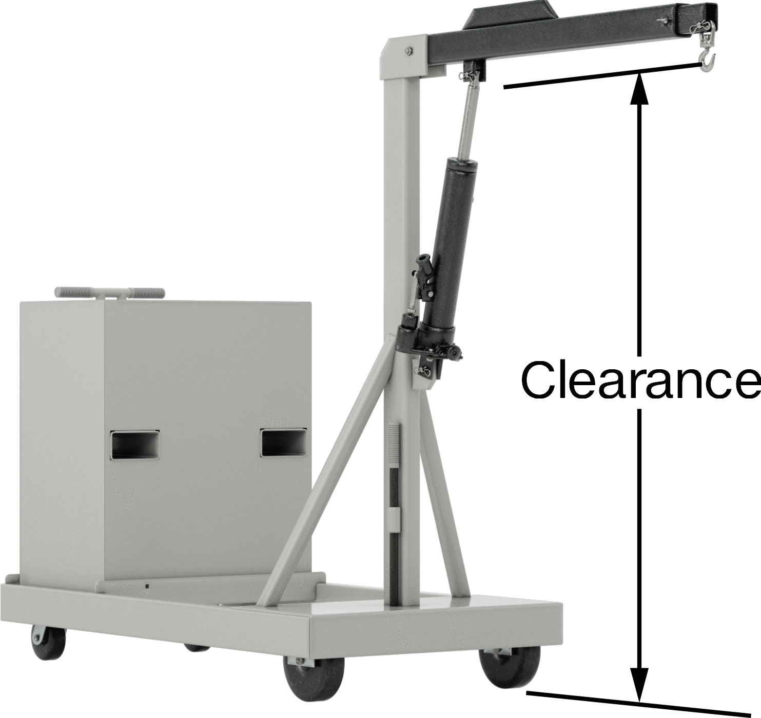 Yakın Kaldırma Hidrolik Vinç, 44" ila 62" Kol Uzunluğu, 1000 lbs. Geri Çekilmiş Kol Kapasitesi