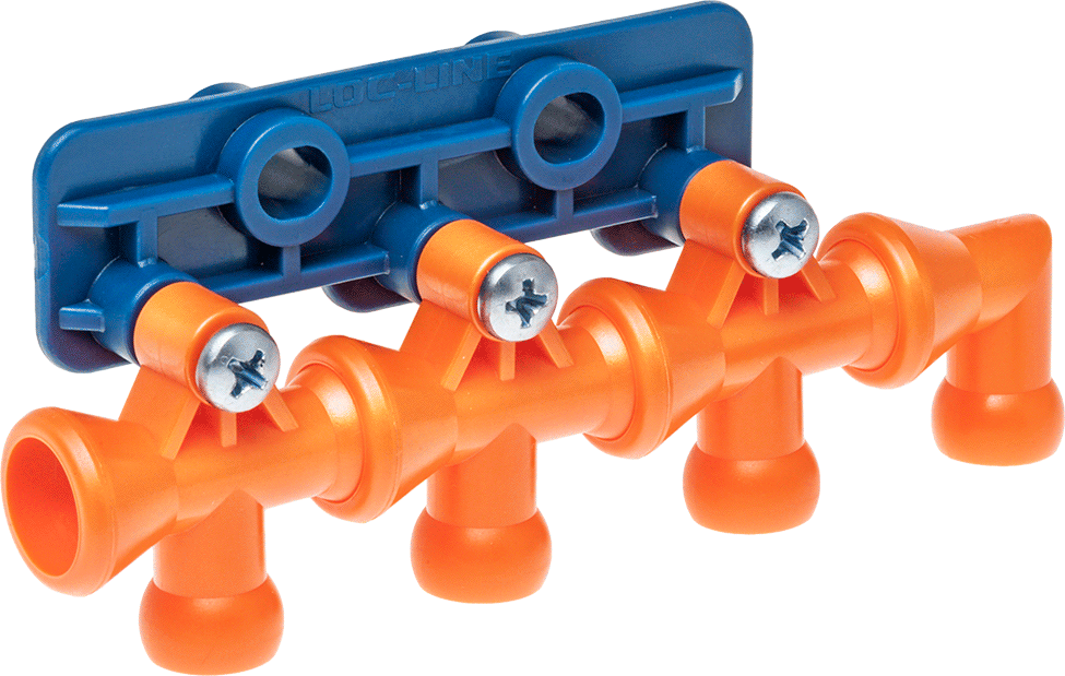 1/2" Loc-Line Soğutma Suyu Hortumu için Vidalı Manifold — Manifold, Montaj, 1⁄2", Hava, Soğutucu, Kesme Yağı, Su