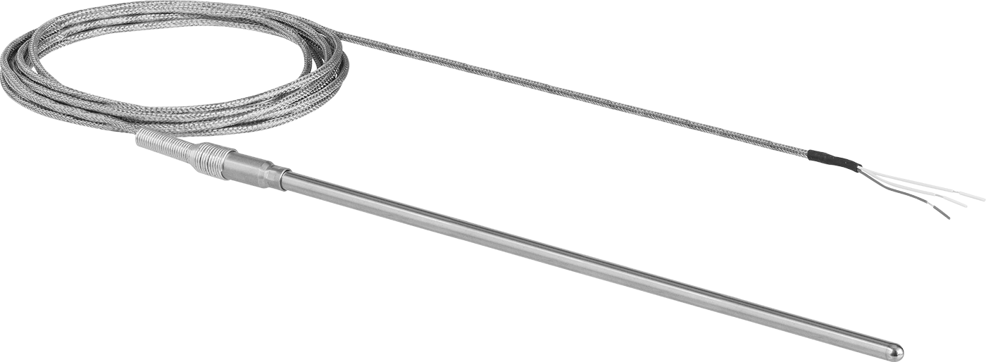 Sıvılar ve Gazlar için Paslanmaz Çelik Kablolu RTD Prob, Çekme Yükü Gidericisi, 12" Uzunluk x 1/4" Çap